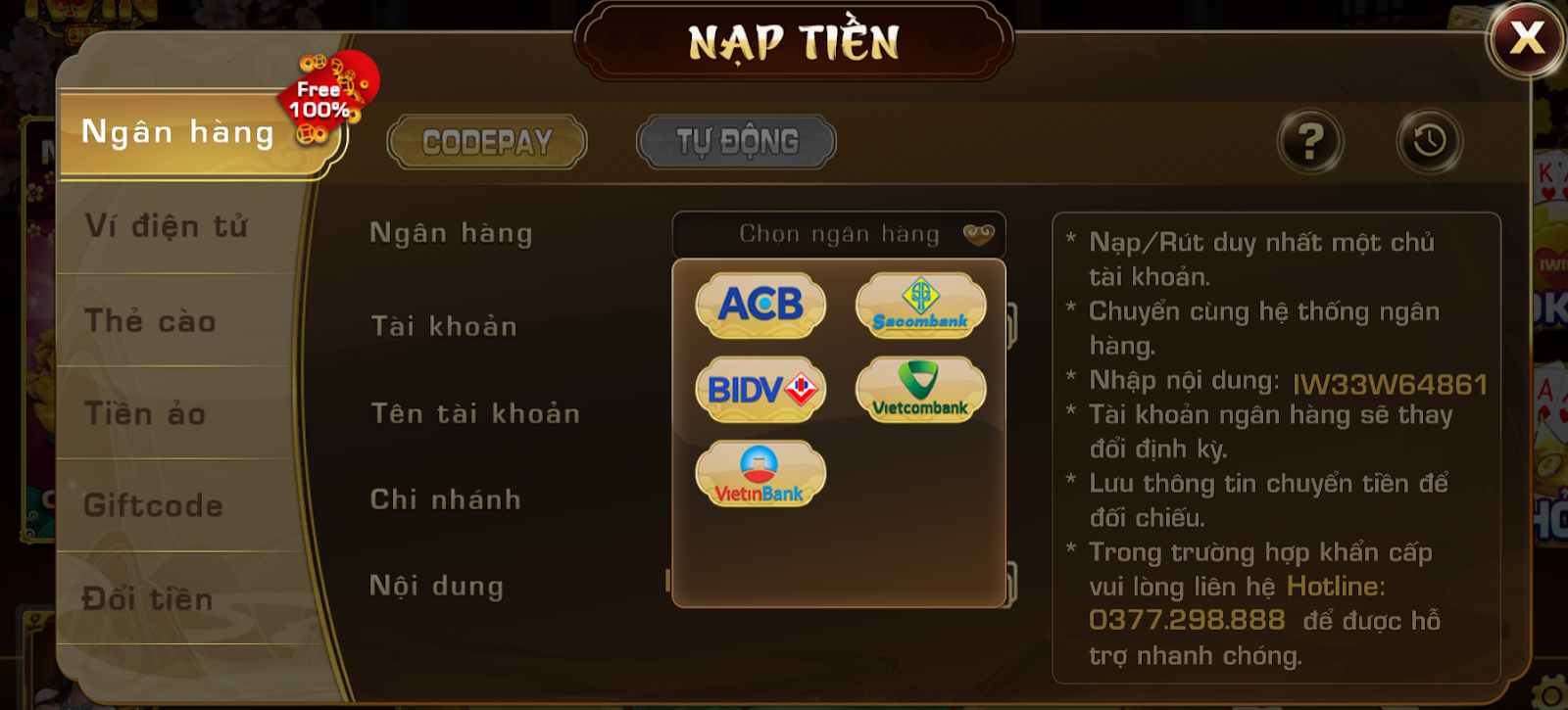 Nạp tiền IWIN