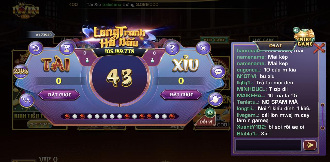 Tài xỉu là Minigame ăn khách nhất của IWIN